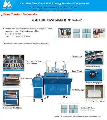 Semi-Automatic Book Case Making Machine with 5.2KW Power and 1-4mm Paperboard Thickness for Notebooks